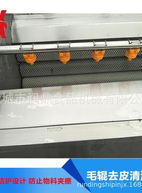 大姜毛辊脱皮机莲藕土豆清洗去皮机连续式高压喷淋气泡清洗