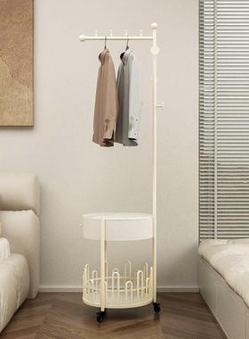 轻奢铁艺简约立式衣帽架落地可移动现代家用卧室床头柜挂衣架一体