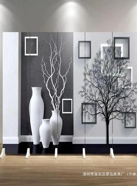 简易轻奢屏风隔断办公室客厅遮挡卧室可折叠移动现代简约网红屏风