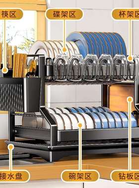 多功能沥水碗架家用台面厨房用品置物架多功能碗架盘架碗筷收纳盒