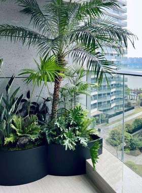 可定不锈钢花箱庭院花园布置造景花盆成品阳台花箱l型花箱组合铁