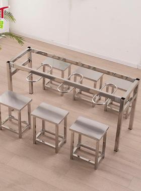 学校食堂快餐桌椅四人位员工餐厅不锈钢挂凳餐桌椅