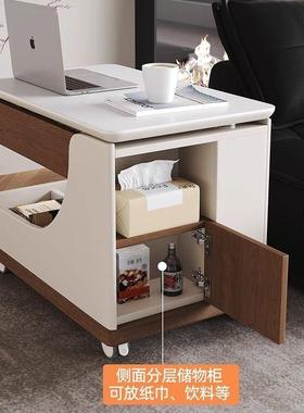 现代简约小户型法式移动沙发茶几高级客厅多功能推车升降侧边家用