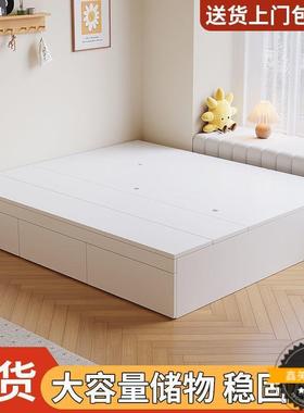 实木床现代简约双人床无床头床储物床抽屉式榻榻米单人床一体