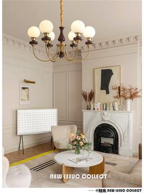 法式中古胡桃木客厅灯米兰魔豆餐厅灯美式南洋复古风卧室灯书房灯