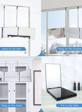 可伸缩调节悬挂式ThreemirrorLED化妆镜折叠三面镜子带灯化妆镜