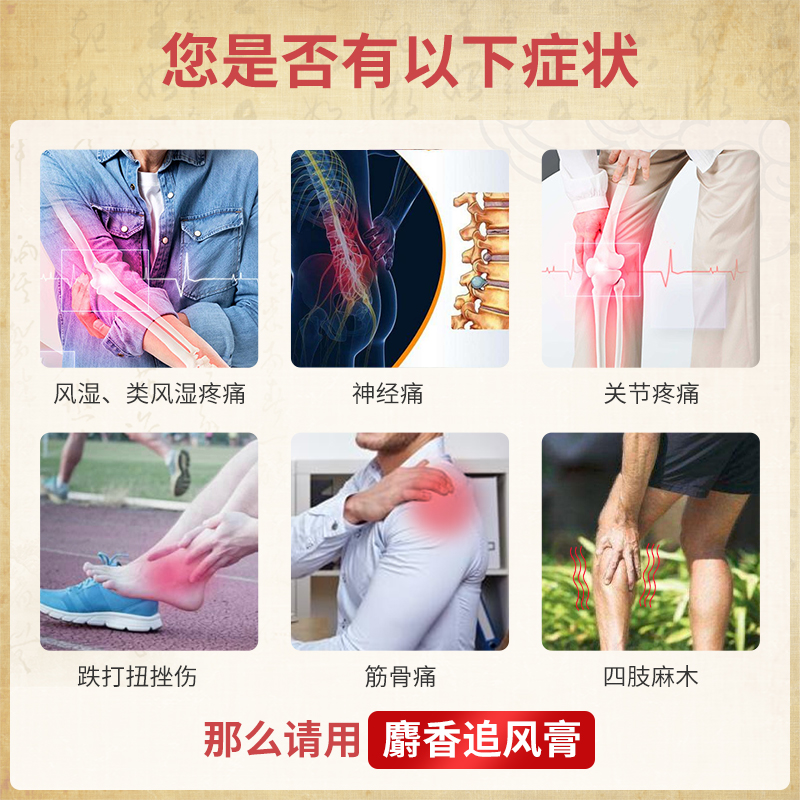 吉民麝香追风膏16大片关节骨痛腰肌劳损肩周炎腰间盘突出专用药膏