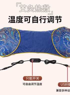 电加热艾草骨头枕家用艾绒枕肩颈枕可拆洗艾灸颈椎护颈热敷颈椎枕