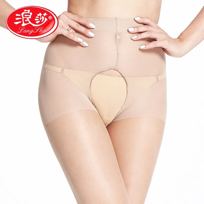 4双 浪莎丝袜女性感开裆镂空黑丝连裤袜夏季隐形薄款防勾丝打底袜