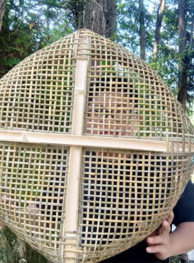 竹制品竹编编织簸箕筛子大眼圆形粗孔家用农家纯手工晾晒大号沥水