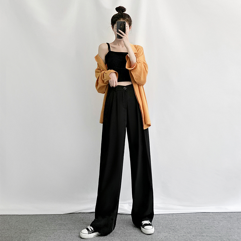 灰色高腰显瘦垂感秋冬2020阔腿裤 甲天妮休闲裤