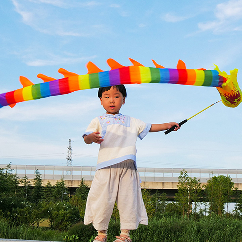 儿童甩龙彩带健身龙舞龙道具幼儿园手舞龙筒空竹龙甩龙健身龙彩带-图0