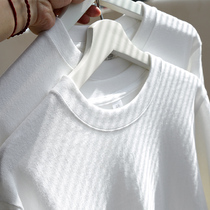 American retro 250g heavy pound pure cotton white long sleeve T-shirt female base with thick solid opaque undershirt male autumn