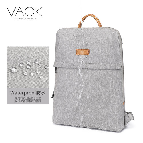 VACK简约时尚商务电脑背包女双肩包14寸13.3适用小米华为苹果轻薄笔记本包16.1牛津布15.6英寸防水男书包 - 图1