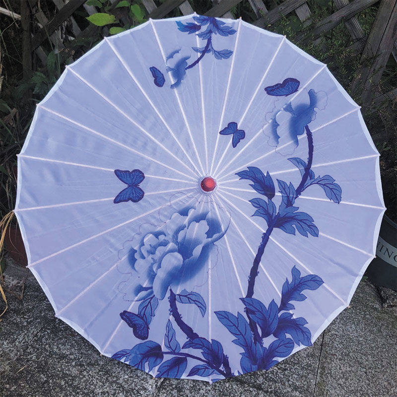 青花瓷油纸伞纯手工 传统吊顶装饰伞旗袍秀走秀演出道具伞古装伞