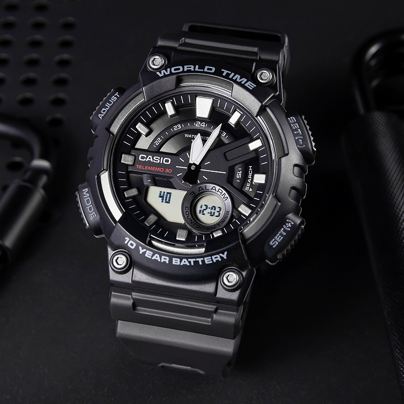 casio男士潮流防水双显户外电子表 百川通成手表日韩腕表