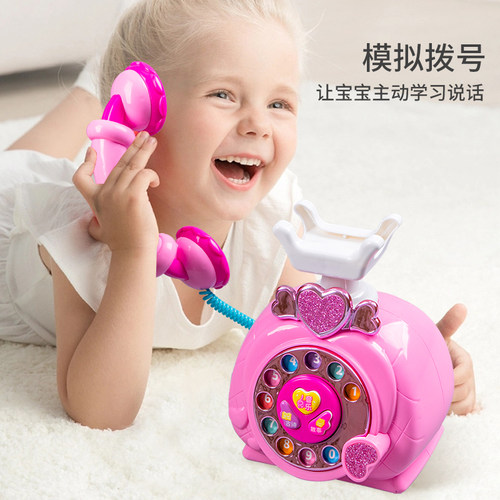 儿童早教仿真电话机玩具座机宝宝音乐手机5益智3一6岁小女孩男孩3 - 图0