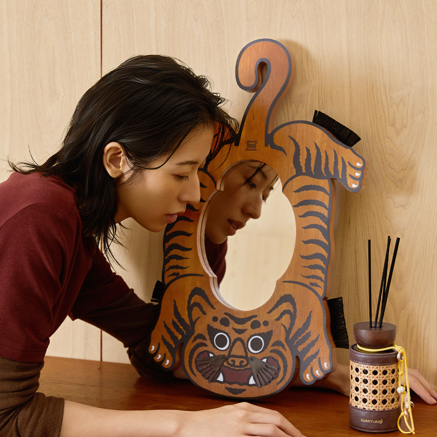 观园吉装饰镜新中式复古镜子桌面镜化妆镜卧室玄关礼物,淘宝优惠券,粉丝福利购,淘宝优惠卷