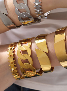 不锈钢柳钉三角卡扣手镯ins风夸