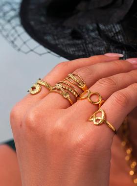 摩天轮几何开口爱心戒指女不锈钢