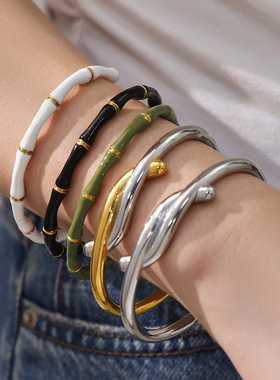 滴油眼睛开口手镯不锈钢恶魔之眼