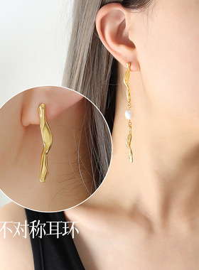 韩系ins极简创意别致个性小众设计感几何型项链手链耳环首饰套装