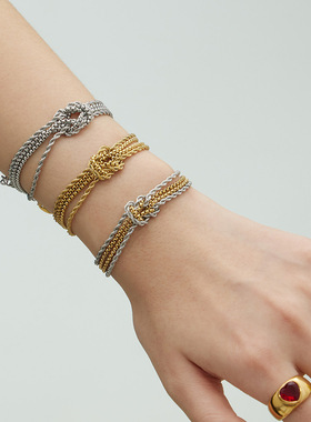 不锈钢间金拼色链条交叉款几何型