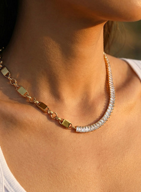 欧美跨境华丽INS风设计感锆石拼