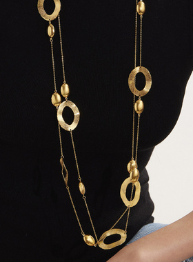 摩天轮锤纹拼接长项链女