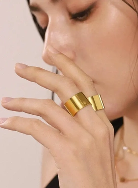 宽版光面戒指冷淡风简约开口指环