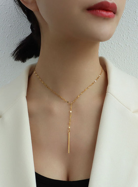 Marka法式风格Y形颈链流苏短款项