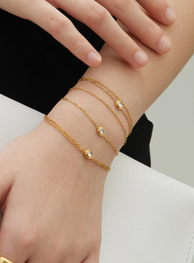 不锈钢锆石双层手链ins欧美精致