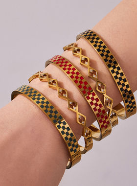 欧美简约轻奢方块格子滴油几何卡