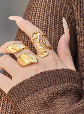 欧美ins小众设计几何形开口戒指