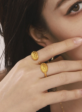 摩天轮欧美格纹开口戒指创意个性