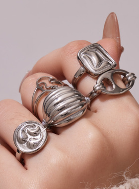 欧美跨凸曲面造型开口戒指时尚百