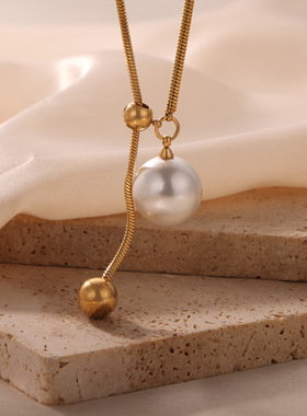 法式冷淡风简约蛇链饰品圆珠流苏