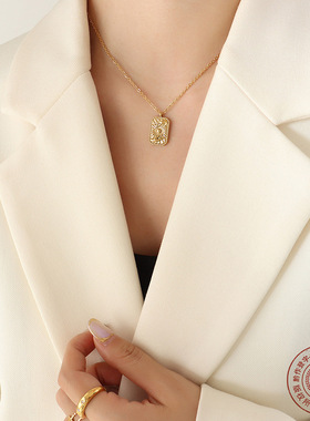 欧美复古钛钢镀金锁骨链