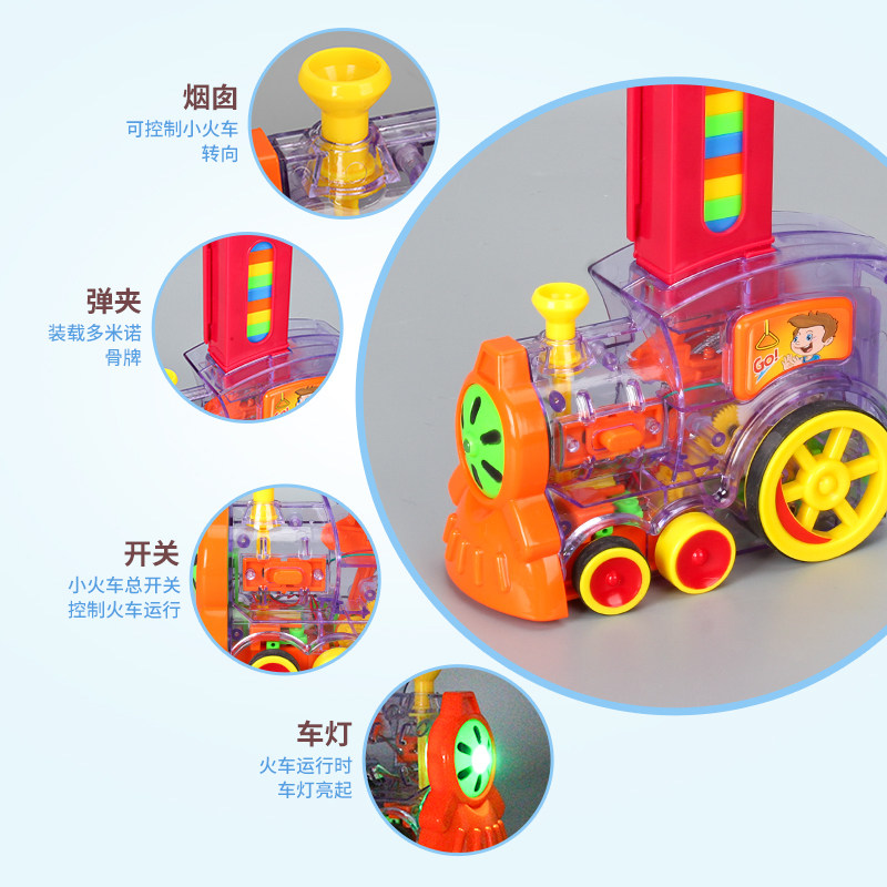 多米诺骨牌儿童电动发牌网红小火车 酷淘玩具多米诺骨牌