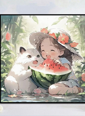 大本营丙烯油画简约夏日风填色画