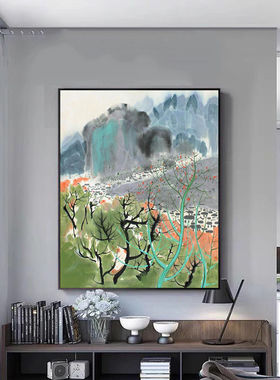 吴冠中油画红梅小桃红diy填色画