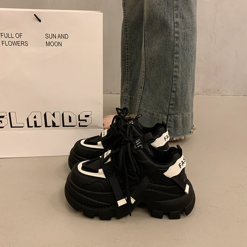 厚底加绒老爹鞋女冬季2025新款保暖棉鞋小个子增高黑色运动鞋34码,淘宝优惠券,粉丝福利购,淘宝优惠卷