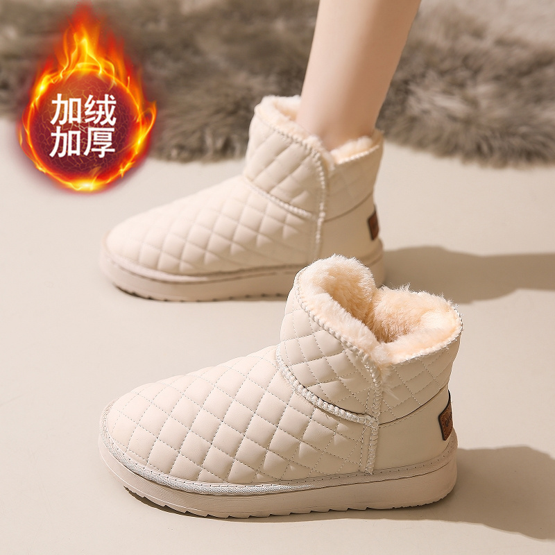 踩屎感软底加绒棉鞋女冬季2025新款皮面防水雪地靴防滑外穿孕妇鞋 - 图3