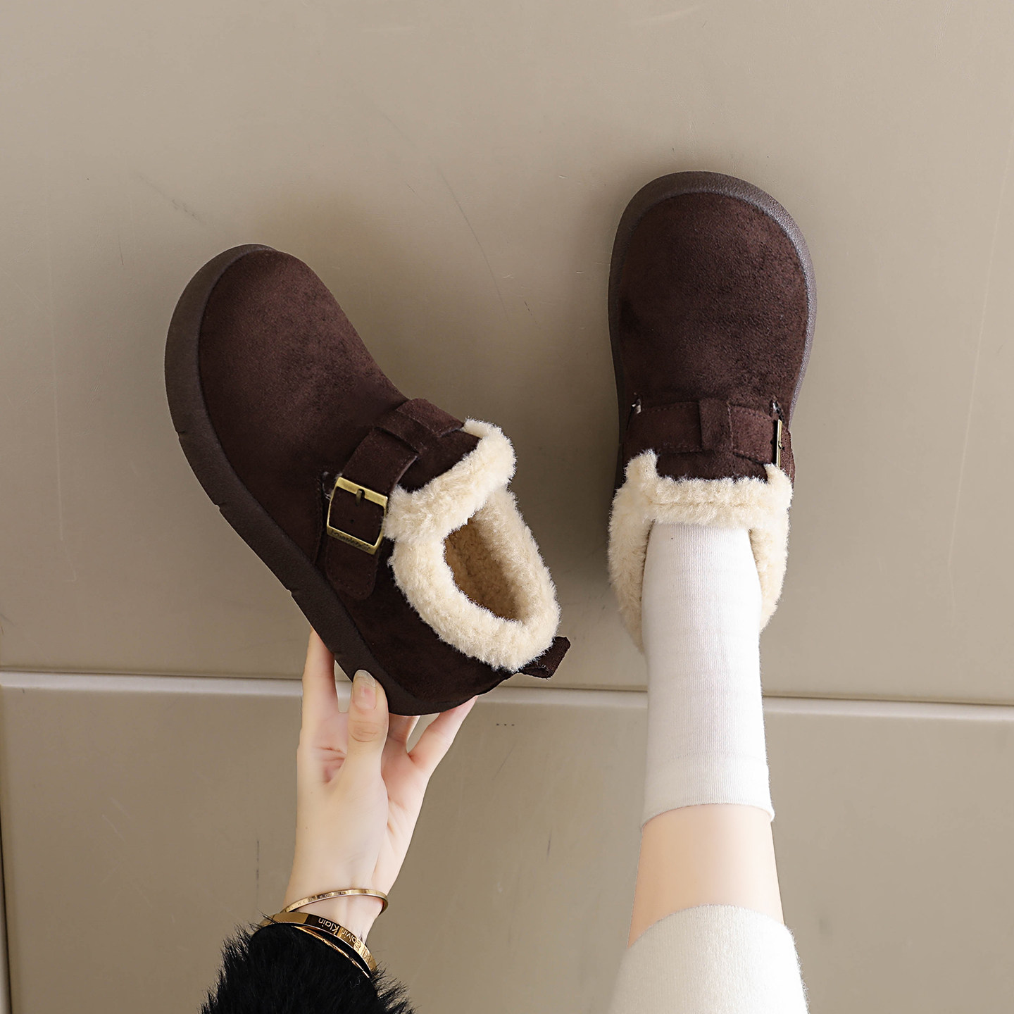 踩屎感加绒勃肯棉鞋女冬季2025爆款保暖孕妇鞋小码34防滑雪地靴子,淘宝优惠券,粉丝福利购,淘宝优惠卷