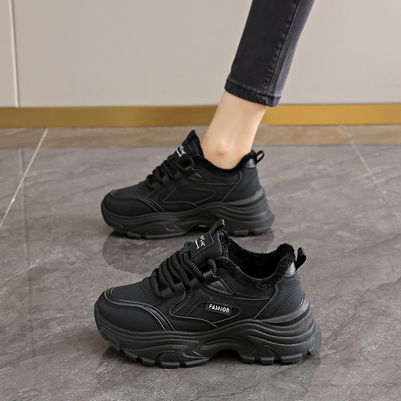 莆田真皮加绒厚底老爹鞋女冬季2025新款显脚小码34增高运动二棉鞋,淘宝优惠券,粉丝福利购,淘宝优惠卷