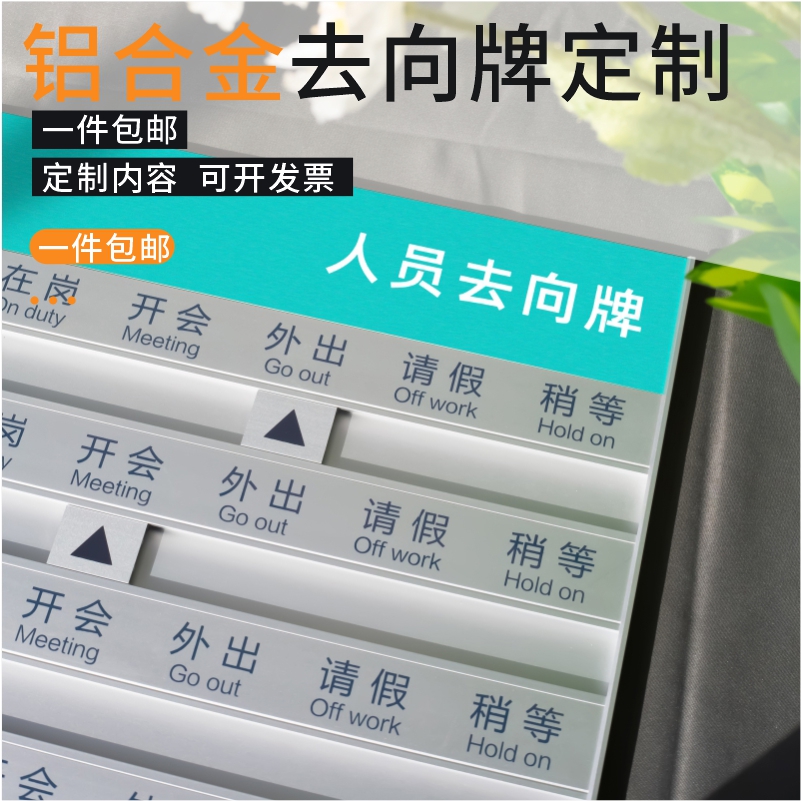 新款办公室人员去向牌铝合金人员外出提示牌定制可更换员工去向牌寝室宿舍信息岗位牌告知牌值班公告指示牌 - 图1