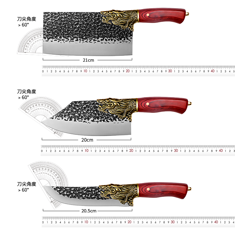 龙泉手工锻打菜刀家用斩切两用刀厨师专用切片刀锋利砍骨刀具厨房 - 图3