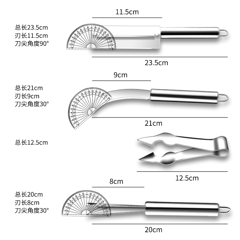 菠萝专用刀不锈钢削皮器切削菠萝甘蔗刀神器去眼夹子水果挖眼工具 - 图3