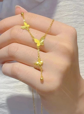 古法仿真黄金蝴蝶项链手链不掉色