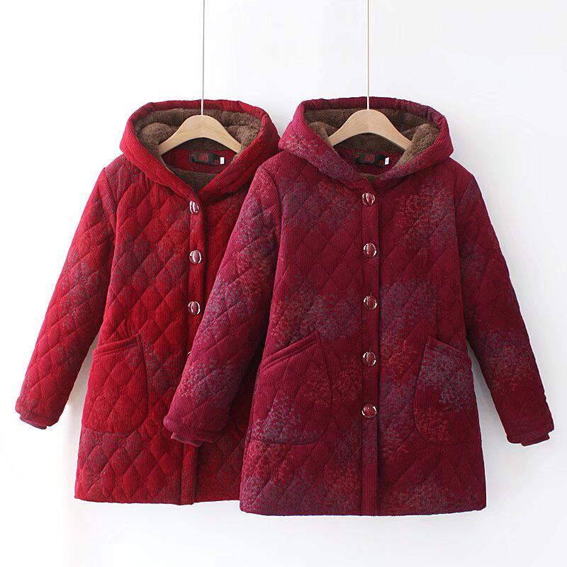 200斤中老年人大码女装加绒棉服 芭颜曼中老年女装